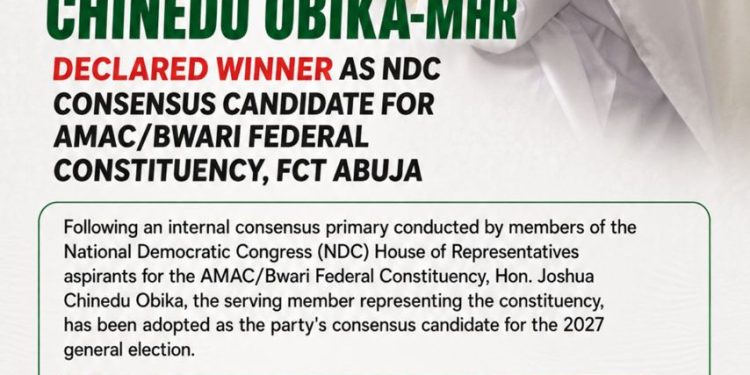 Aspirants back Obika in consensus to clinch NDC ticket for AMAC/Bwari