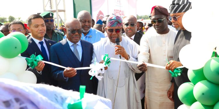 Akpabio hails Wike as ‘Mr. Deliverer’ while commissioning Airport -Tunga Madaki, Zuba Roads for Tinubu
