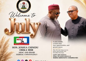 Obika urges unity and renewed hope as July begins for AMAC/Bwari Fed Const. 
