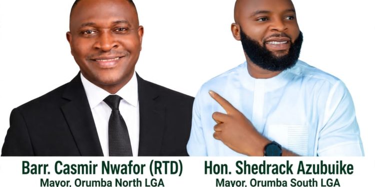 APGA Orumba North/South Federal Constituency Candidate, Nwankwor congratulates Mayor Nwafor and Azubuike on their successful swearing-in for second tenure 